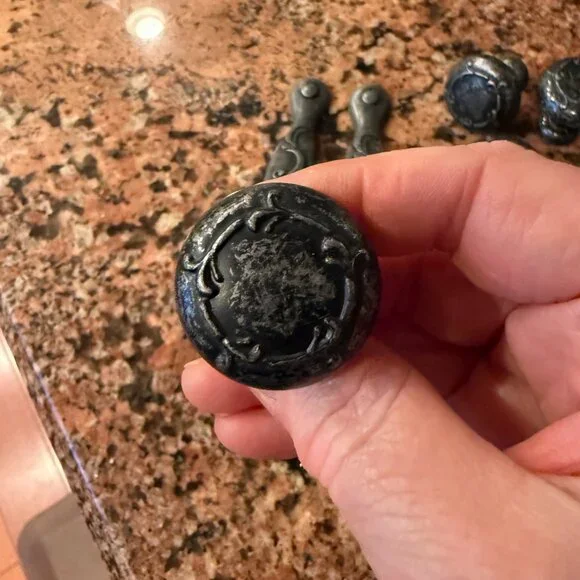 Weathered Metal Cabinet Pulls & Knob Set Pewter Door Handles Silver Drawer Knobs - Picture 7 of 9